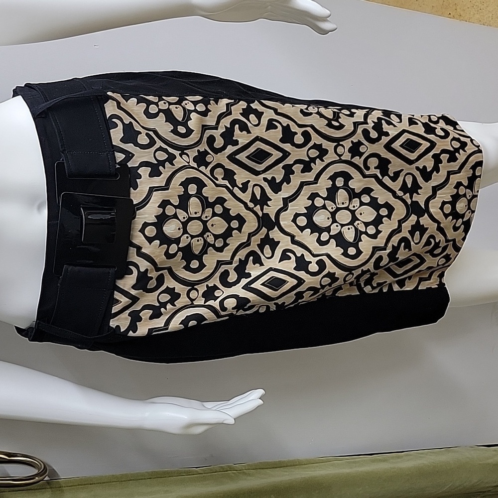 Nicole By Nicole Miller Printed A Line Midi Skirt With Belt Size 6